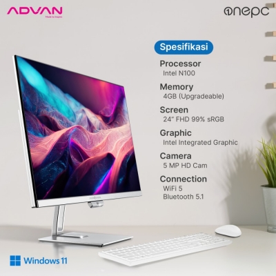 ADVAN ALL IN ONE AIO ONE PC WHITE AMD RYZEN 5-3500U 8GB 512GB WIN 11