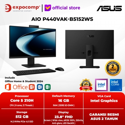 ASUS ALL IN ONE AIO P440VAK-B5152WS BLACK INTEL CORE 5-210H 16GB 512GB WIN 11 HOME + OFFICE HOME 2024 + M 365 1 YEAR