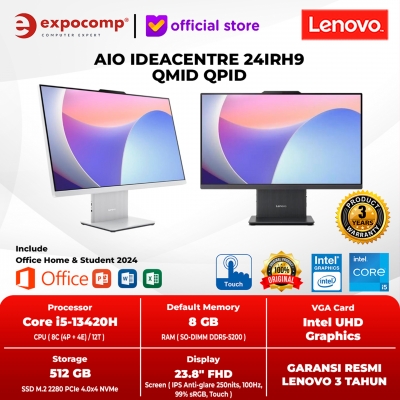 LENOVO AIO ALL IN ONE IDEACENTRE 24IRH9 QMID QPID INTEL CORE i5-13420H 8GB 512GB SSD WIN 11 HOME + OFFICE HOME 2024 TOUCHSCREEN