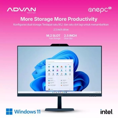 ADVAN ALL IN ONE AIO ONEPC S DARK BLUE N100 4GB 128GB SATA SSD 23,8 INCH FHD WIN 11 HOME NO OFFICE TANPA OHS