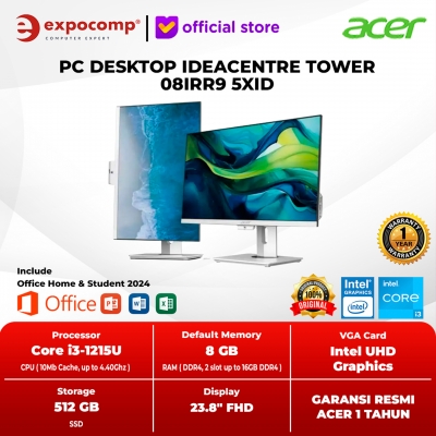 ACER AIO ALL IN ONE ACX WHITE CORE i3-1215U 8GB 512GB SSD 23,8 INCH WIN 11 HOME + OFFICE HOME 2024 LAYAR BISA DIPUTAR
