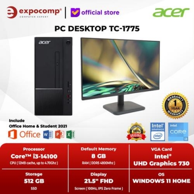 ACER PC DESKTOP TC-1775 INTEL CORE i3-14100 8GB 512GB W11+ OHS 2021