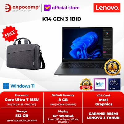 LENOVO TKDN K14 GEN 3 G3 1BID GREY INTEL CORE ULTRA 7-155U 8GB 512GB SSD 14 INCH WUXGA IPS WIN 11 HOME NO OFFICE TANPA OHS