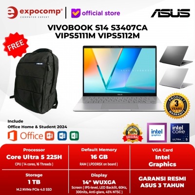 ASUS VIVOBOOK S14 S3407CA VIPS5111M VIPS5112M INTEL CORE ULTRA 5-225H 16GB 1TB WIN11+ OH 2024