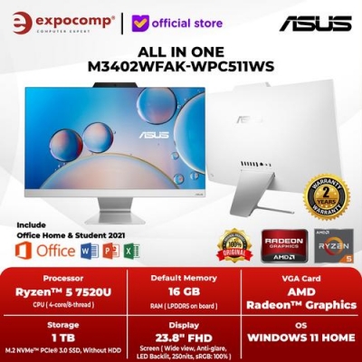 ASUS AIO ALL IN ONE M3402WFAK-WPC511WS AMD RYZEN 5 7520U 16GB 1TB WI11+OHS 2021