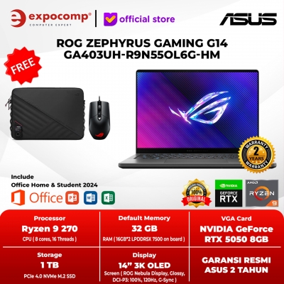 ASUS ROG ZEPHYRUS GAMING G14 GA403UH-R9N55OL6G-HM GRAY ADM RYZEN 9-270 32GB 1TB RTX 5050 8GB GDDR7 WIN 11 HOME + OFFICE HOME 2024 + M365 1Y