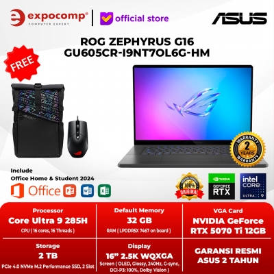 ASUS GAMING ROG ZEPHYRUS G16 GU605CR-I9NT7OL6G-HM ULTRA 9-285H 32GB 2TB RTX5070TI 12GB WIN11+ OH 2024