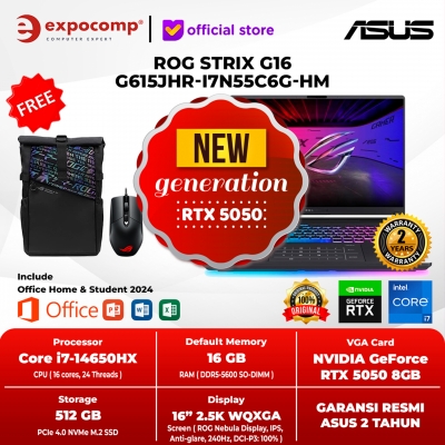 ASUS GAMING ROG STRIX G16 G615JHR-I7N55C6G-HM GRAY CORE i7-14650HX 16GB 512GB RTX 5050 8GB GDDR7 WIN 11 HOME + OFFICE HOME 2024