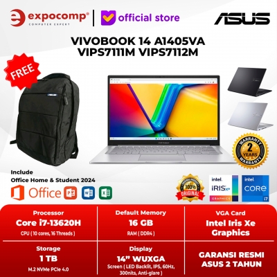 ASUS VIVOBOOK 14 A1405VA VIPS7111M VIPS7112M INTEL CORE i7-13620H 16GB 1TB WIN 11 + OFFICE HOME 2024