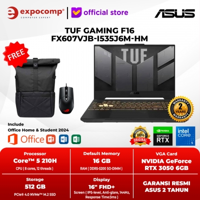 ASUS TUF GAMING F16 FX607VJB-I535J6M-HM GREY INTEL CORE 5 210H 16GB 512GB RTX 3050 6GB GDDR7 WIN 11 HOME + OFFICE HOME 2024
