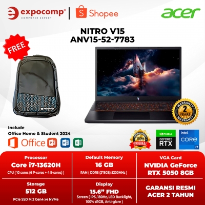ACER NITRO GAMING V15 ANV15-52-7783 INTEL CORE i7-13620H 16GB 512GB RTX 5050 8GB GDDR7 WIN 11 HOME + OFFICE HOME 2024