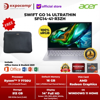 ACER SWIFT GO 14 ULTRATHIN SFG14-41-R3ZH AMD RYZEN 7-7730U 16GB 512GB WIN11+OHS2021