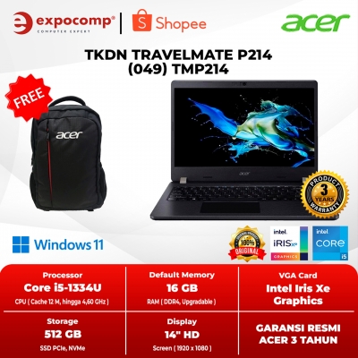 ACER TKDN TRAVELMATE P214 (049) INTEL CORE i5-1334U 8GB 512GB WIN 11 HOME TANPA OFFICE NO OHS