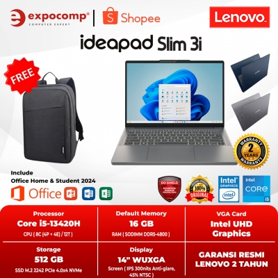 LENOVO IDEAPAD SLIM 3i 14IRH10 FPID FQID INTEL CORE i5-13420H 16GB 512SSD WIN 11 HOME + OFFICE HOME 2024 + OFFICE 365 1 YEAR