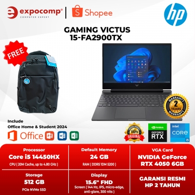 Hewlett Packard HP GAMING VICTUS 15-fa2900TX SILVER i5-14450HX 24GB 512GB RTX 4050 6GB WIN 11 HOME + OFFICE HOME 2024