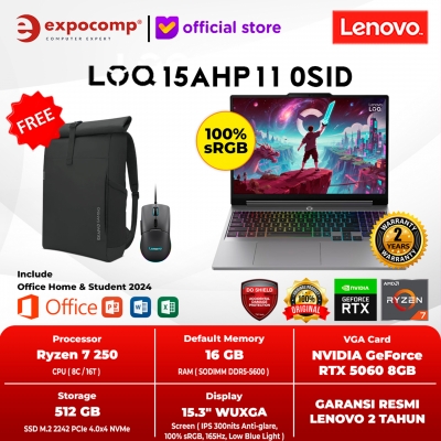 LENOVO GAMING LOQ 15AHP11 0SID AMD RYZEN 7-250 16GB 512GB RTX5060 8GB GDDR7 WIN11 + OFFICE HOME 2024 +M365+ Lenovo AI Now