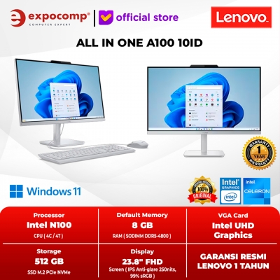 LENOVO AIO ALL IN ONE A100 10ID CLOUD GREY INTEL CELERON N100 8GB 512GB WIN 11 HOME TANPA OFFICE NO OHS