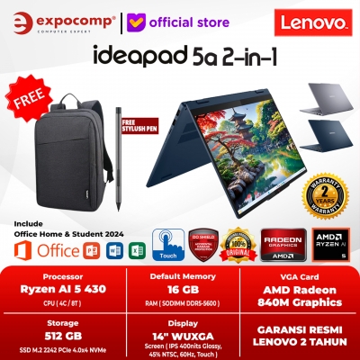 LENOVO IDEAPAD 5a 2-in-1 14AGP11 4UID 4VID AMD RYZEN AI 5-430 16GB 512GB TOUCH WIN 11 HOME + OFFICE HOME 2024