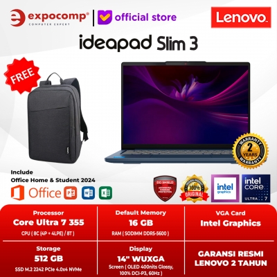 LENOVO IDEAPAD SLIM 5i 14IPH11 38ID INTEL CORE ULTRA 7 355 16GB 512GB OLED WIN 11 HOME + OFFICE HOME 2024