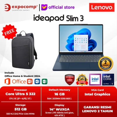 LENOVO IDEAPAD SLIM 3i 14IPH11 3CID INTEL CORE ULTRA 5 322 16GB 512SSD WIN 11 HOME + OFFICE HOME 2024 + OFFICE 365 1 YEAR