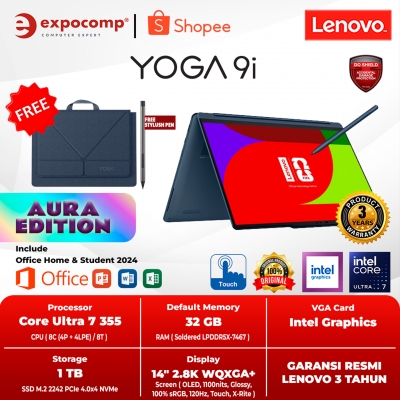 LENOVO YOGA 9i 2-in-1 AURA EDITION 14IPH11 1QID BLUE ULTRA 7-355 OLED 24GB 1TB WIN 11 HOME + OFFICE HOME 2024 TOUCHSCREEN INTEL EVO