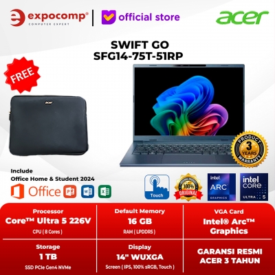 ACER SWIFT GO SFG14-75T-51RP BLUE INTEL ULTRA 5-226V 16GB 1TB SSD TOUCSCREEN WIN 11 HOME + OFFICE HOME 2024