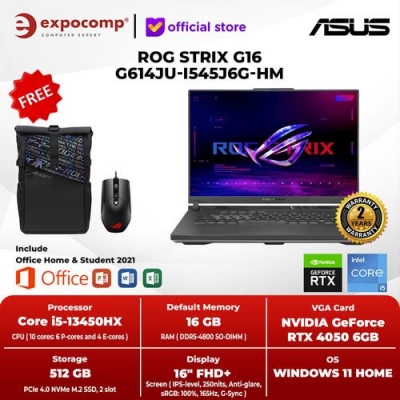 ASUS GAMING ROG STRIX G16 G614JU-I545J6G-HM GREY CORE i5-13540HX 16GB 512GB RTX 4050 6GB WIN 11 + OHS 2024