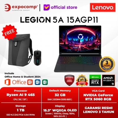 LENOVO GAMING LEGION 5a 15AGP11 1EID AMD RYZEN AI 9 465 32GB 1TB RTX 5060 8GB GDDR7 WIN 11 HOME + OFFICE HOME 2024 + Lenovo AI Now