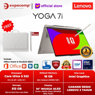 LENOVO YOGA 7i 2-in-1 AURA EDITION 14IPH11 3YID SEASHELL ULTRA 5-322 OLED 16GB 512GB WIN 11 HOME + OFFICE HOME 2024 TOUCHSCREEN