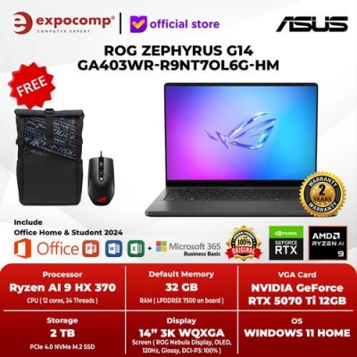 ROG ZEPHYRUS G14 GA403WR-R9NT7OL6G-HM GRAY AMD RYZEN AI 9-HX 370 32GB 2TB RTX 5070Ti 12GB WIN 11 + OH 2024