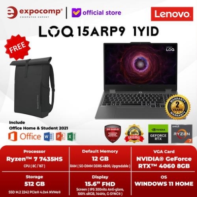 LENOVO GAMING LOQ 15ARP9 1YID LUNA GREY AMD RYZEN 7-7435HS 12GB 512GB RTX4060 8GB WIN 11 + OHS 2021