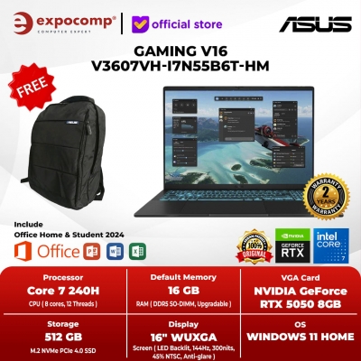 ASUS GAMING V16 V3607VH-I7N55B6T-HM BLACK INTEL CORE 7-240H 16GB 512GB RTX 5050 8GB GDDR7 WIN 11 HOME + OFFICE HOME 2024