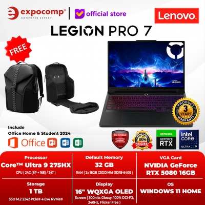LENOVO GAMING LEGION PRO 7-16IAX10H 8YID BLACK INTEL CORE ULTRA 9-275HX 32GB 1TB SSD RTX 5080 16GB GDDR7 WIN 11 + OH 2024
