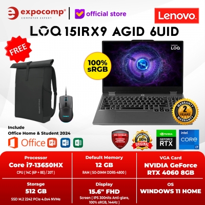 LENOVO GAMING LOQ 15IRX9 AGID 6UID GREY INTEL C0RE i7-13650HX 12GB 512GB RTX4060 8GB GDDR6 WIN11+ OH 2024