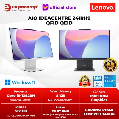 LENOVO AIO ALL IN ONE IDEACENTRE 24IRH9 QFID QEID INTEL CORE i5-13420H 8GB 512GB SSD WIN 11 HOME TANPA OFFICE NO OHS