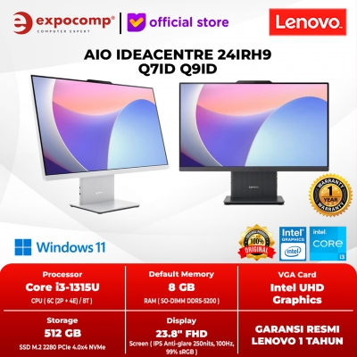 LENOVO AIO ALL IN ONE IDEACENTRE 24IRH9 Q7ID Q9ID INTEL CORE i3-1315U 8GB 512GB NO OS TANPA WINDOWS DAN OFFICE