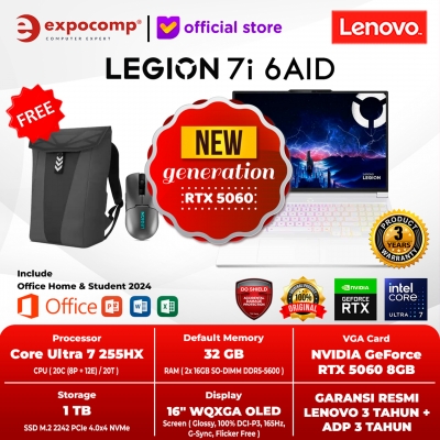 LENOVO GAMING LEGION 7i 16IAX10 6AID INTEL CORE ULTRA 7-255HX 32GB 1TB NVIDIA RTX 5060 8GB GDDR7 WIN11 + OFFICE HOME 2024 + Lenovo AI Now