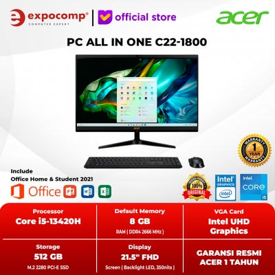 ACER PC AIO ALL IN ONE C22-1800 BLACK INTEL CORE i5-13420H 8GB 512GB WIN 11 HOME + OHS 2021
