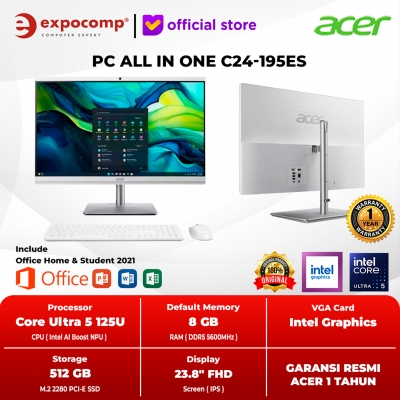 ACER PC AIO ALL IN ONE C24-195ES WHITE INTEL CORE ULTRA 5-125U 8GB 512GB WIN 11 HOME + OHS 2021