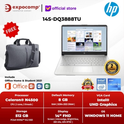 Hewlett Packard HP 14s-dq3888TU SILVER N4500 8GB 512GB W11+OHS 2021