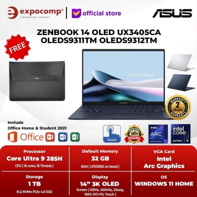 ASUS ZENBOOK 14 OLED UX3405CA OLEDS9311TM INTEL ULTRA 9-285H 32GB 1TB WIN 11 + OHS 2021 TOUCH OLED - NON BUNDLE, PONDER BLUE