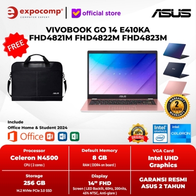 ASUS VIVOBOOK GO 14 E410KA FHD4821M FHD4822M FHD4823M INTEL CELERON N4500 8GB 256GB W11+OH 2024 - NON BUNDLE, BLACK