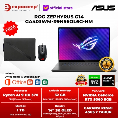 ASUS GAMING ROG ZEPHYRUS G14 GA403WM-R9N56OL6G-HM GeForce RTX 5060 8GB GRAY AMD AI 9-HX370 32GB 1TB WIN 11 HOME